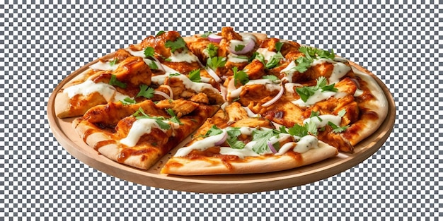 Delicious tikka masala pizza isolated on transparent background