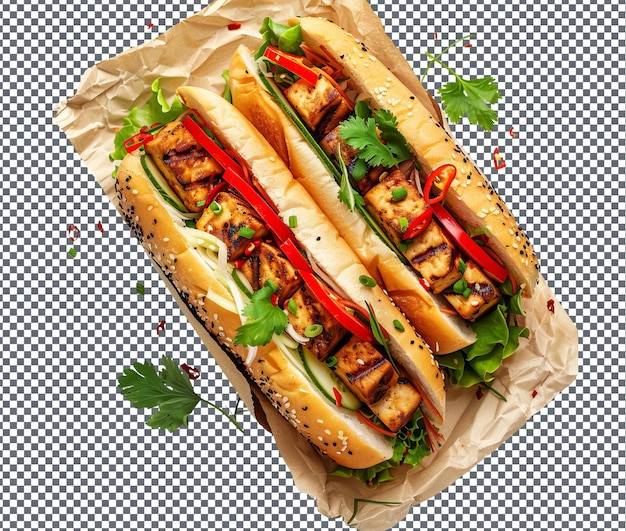 Delicious Tofu Banh Mi Sandwiches isolated on transparent background