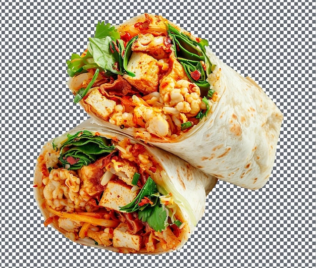 Delicious Tofu Breakfast Burrito isolated on transparent background