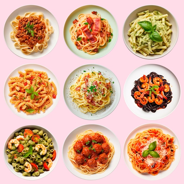 PSD delicious variety of pasta dishes