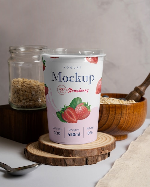 Delicious yogurt packaging mockup