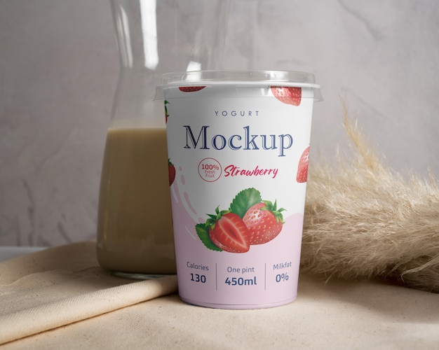 PSD delicious yogurt packaging mockup