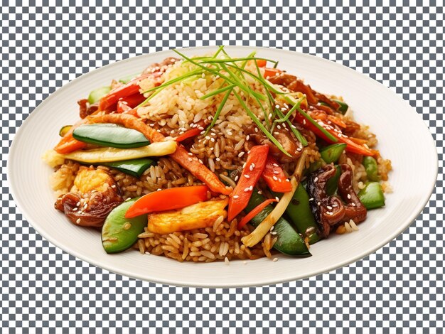 Delicious and Yummy Fried Rice plate isolated on transparent background