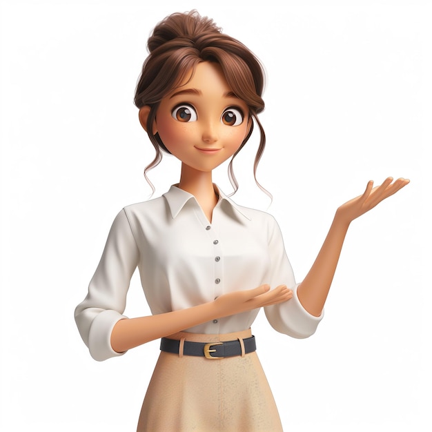 PSD delightful 3d cartoon character a smiling businesswoman isolated on transparent background