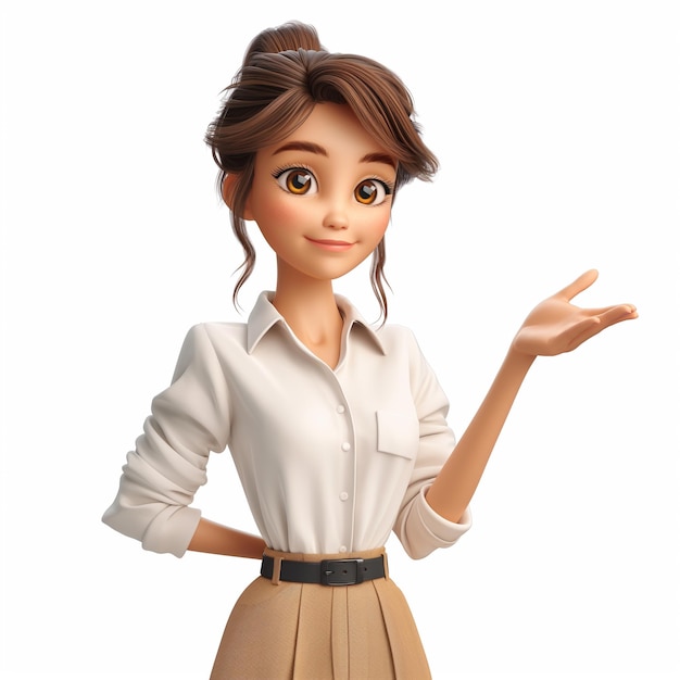 PSD delightful 3d cartoon character a smiling businesswoman isolated on transparent background