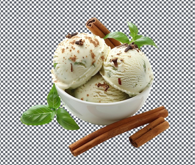 PSD delightful basil ice cream isolated on transparent background