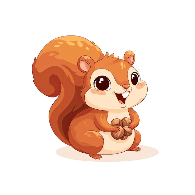 Delightful Squirrel Cartoon Its Cheeks Cartoon Illustration