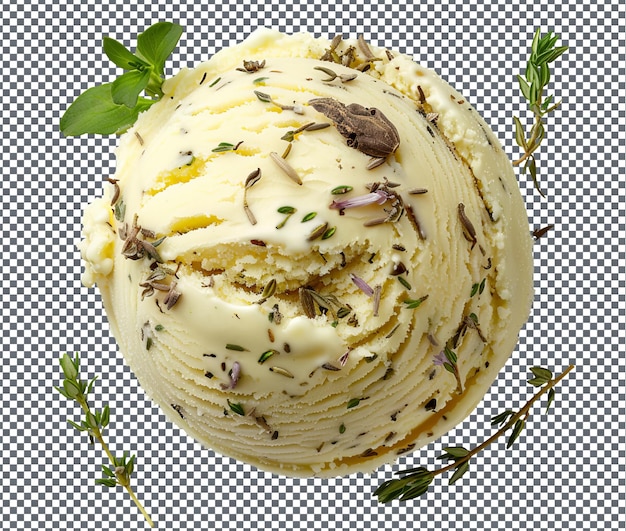 PSD delightful thyme honey ice cream isolated on transparent background