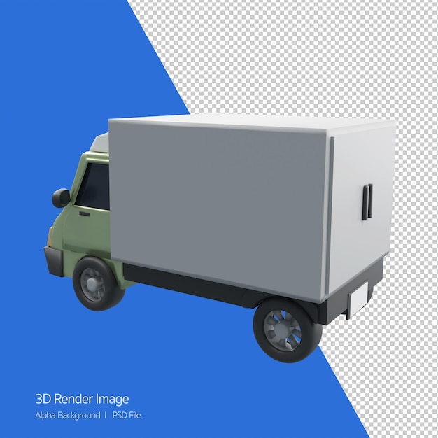 Deliver logistic cargo concept3D rendering illustration of a deliver truckback view