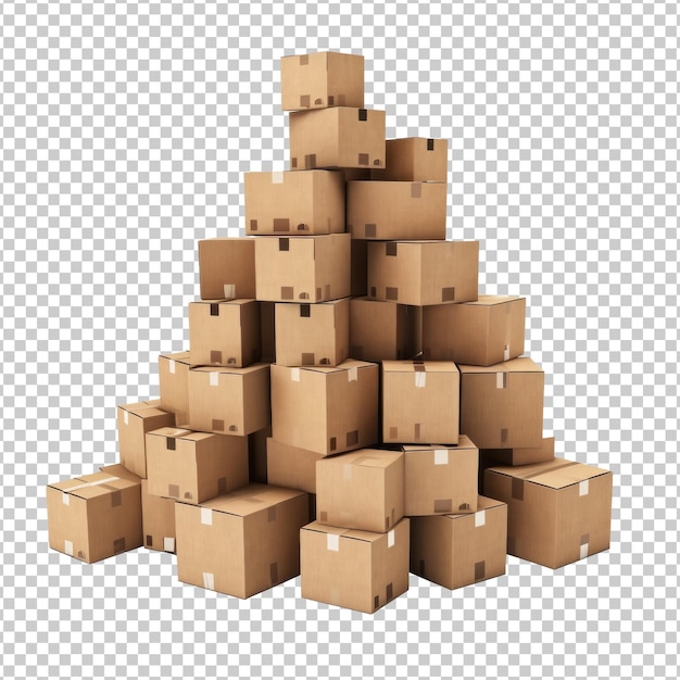 Delivery Box Pile Isolated on Transparent Background