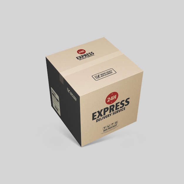 Delivery cardboard box mockup