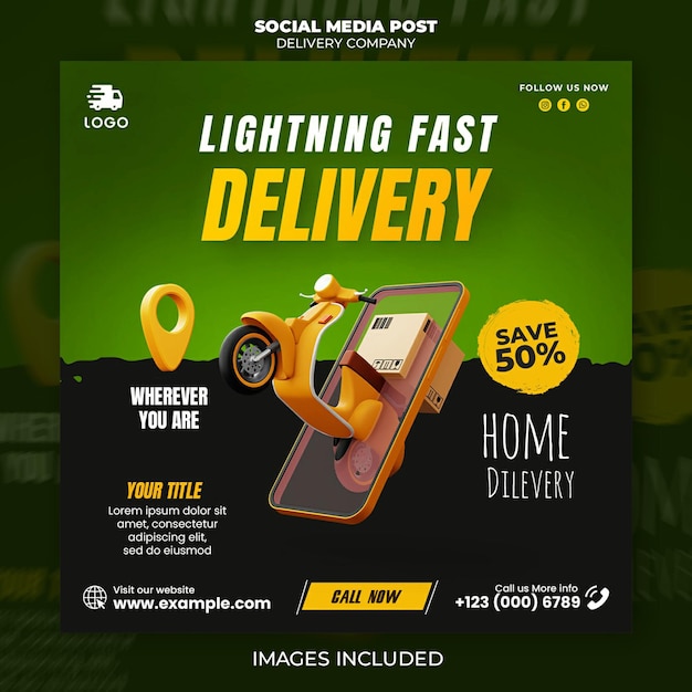 PSD delivery company social media post template