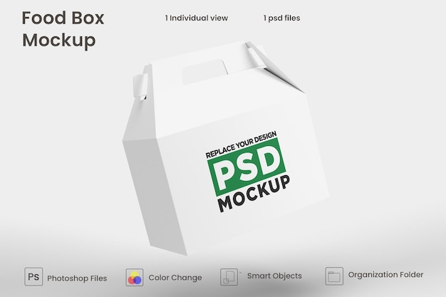 Delivery food brown box mockup design  