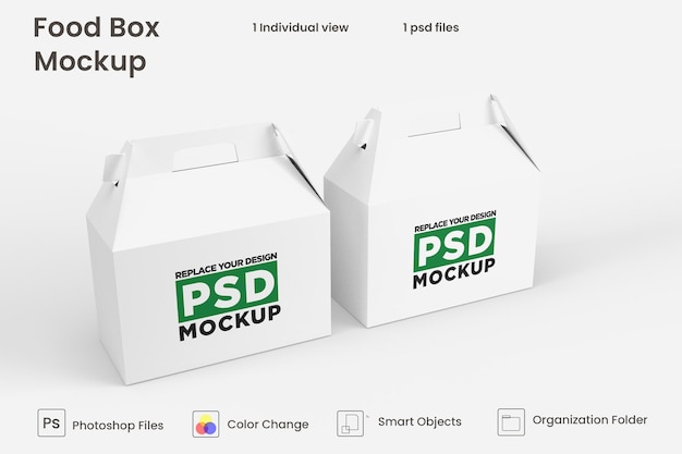 Delivery food brown box mockup design