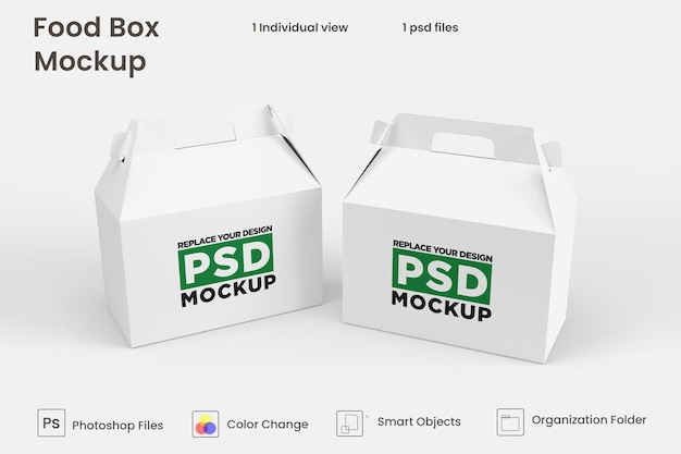 Delivery food brown box mockup design