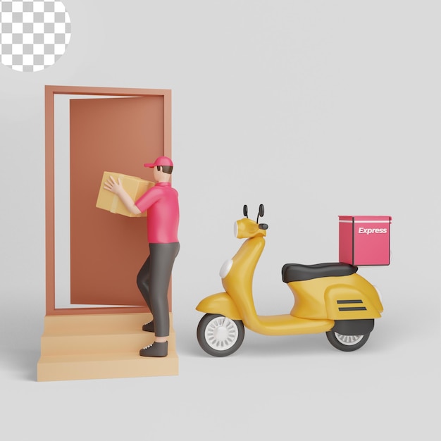 Delivery guy on motor scooter. cash on delivery. PSD Premium