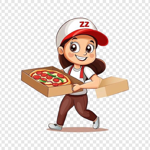 PSD delivery man in red cap tshirt giving food order