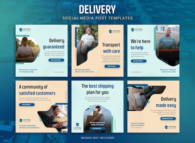 Delivery Post Templates Social Media Banners for Instagram and Facebook