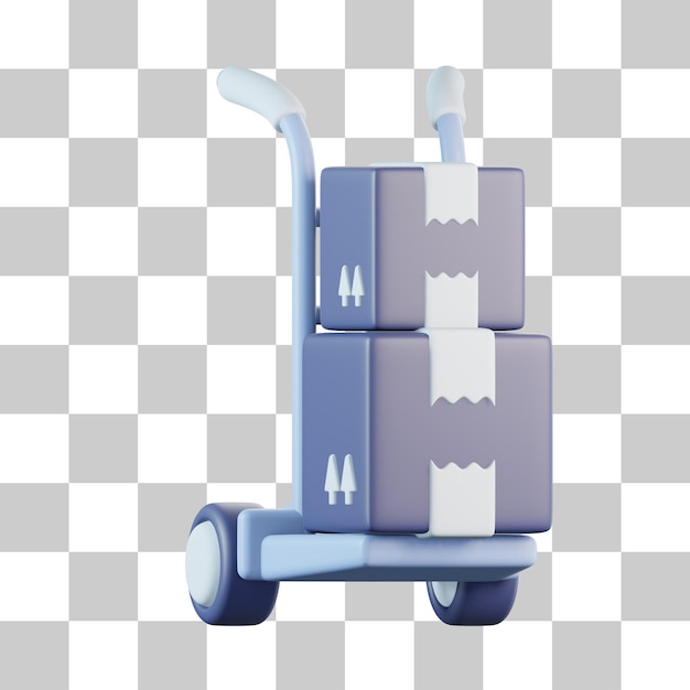 Delivery Trolley with Package 3D Icon