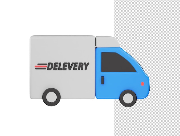 PSD delivery truck icon 3d rendering vector illustration