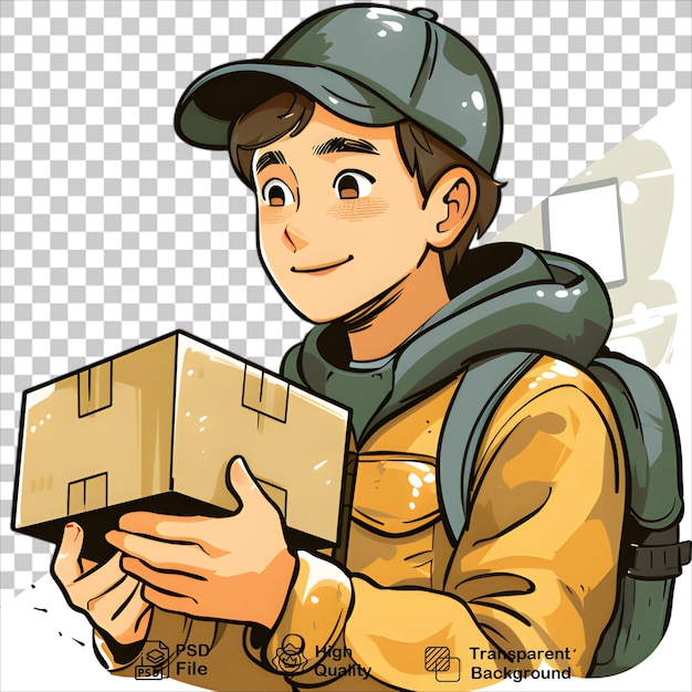 PSD delivery worker with parcels in an urban setting