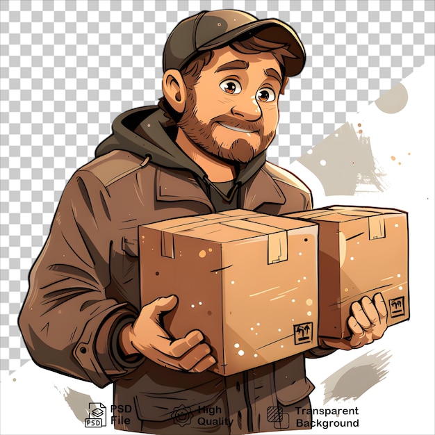 PSD delivery worker with parcels in an urban setting