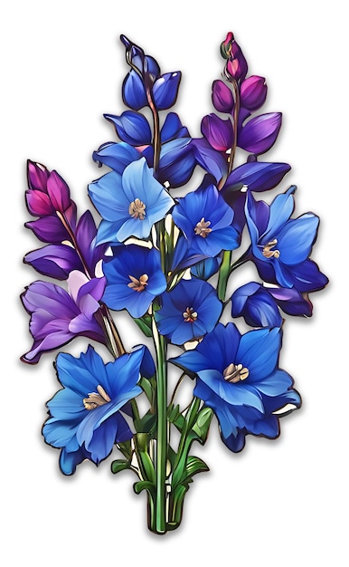 Delphinium Flower clipart design psd