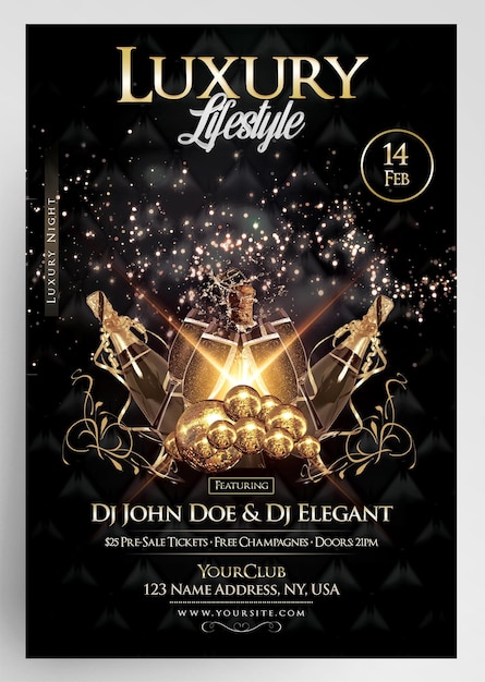 Deluxe Night Gold Luxury Event Flyer Template