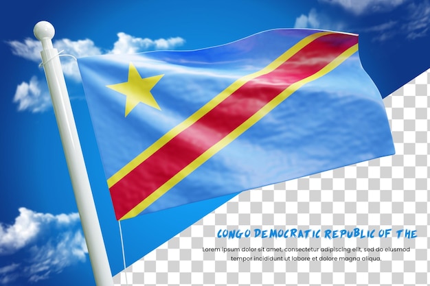 PSD democratic republic of the congo realistic flag 3d render isolated or 3d waving flag illustration