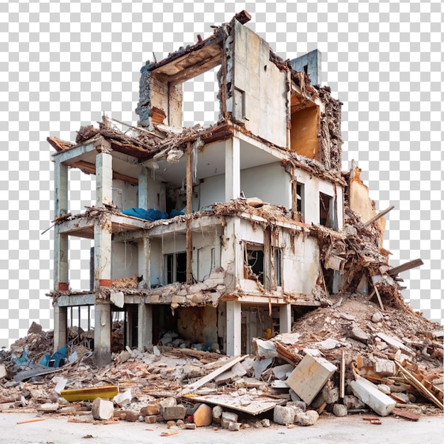 Demolished building isolated on transparent background