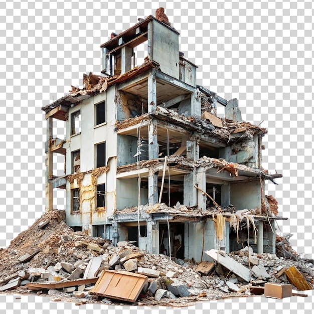 Demolished building isolated on transparent background