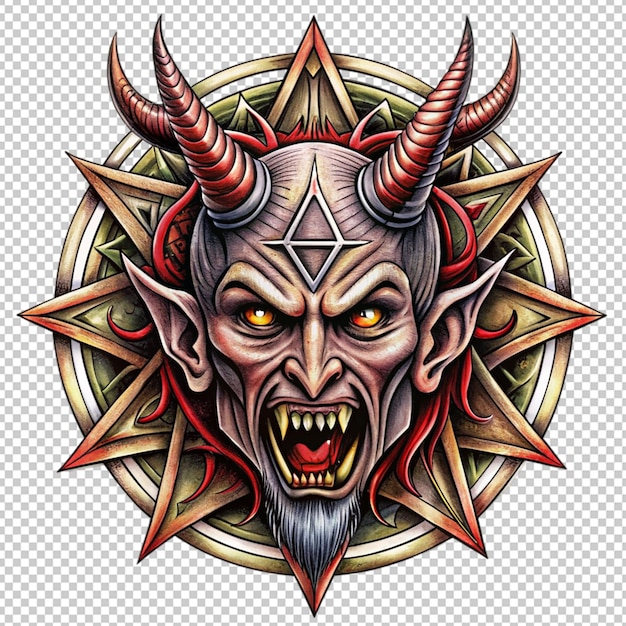 PSD demon possession tattoo supernatural on transparent background