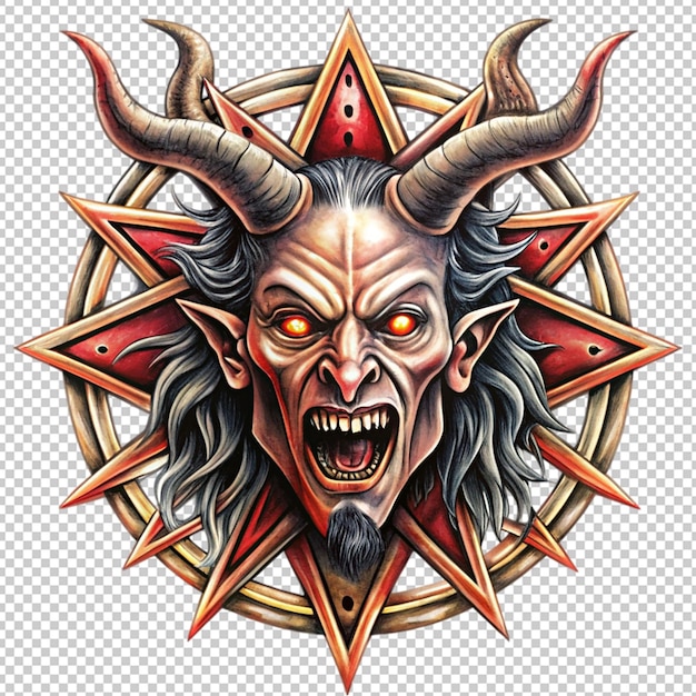 PSD demon possession tattoo supernatural on transparent background