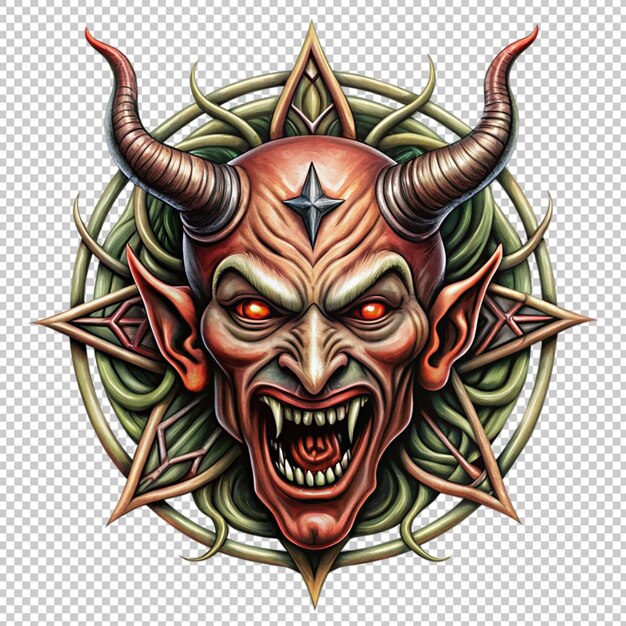 PSD demon possession tattoo supernatural on transparent background