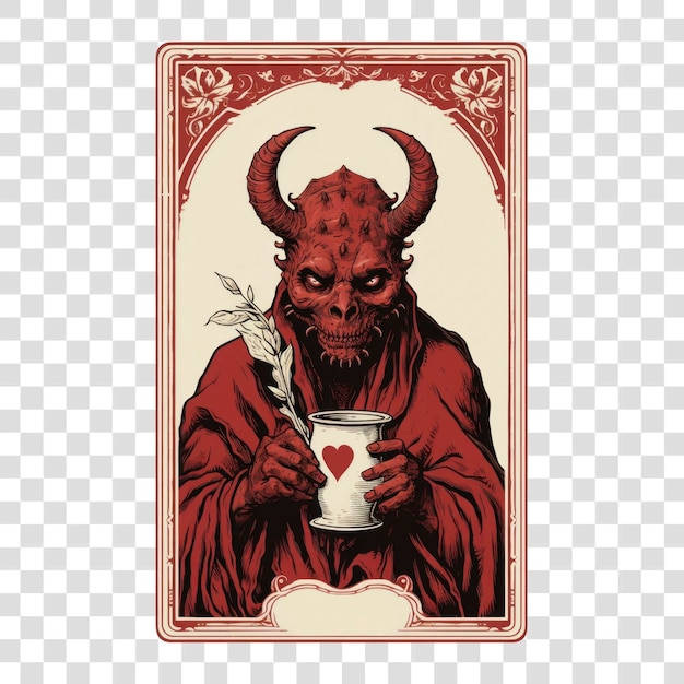 PSD demonic figure holding heart cup