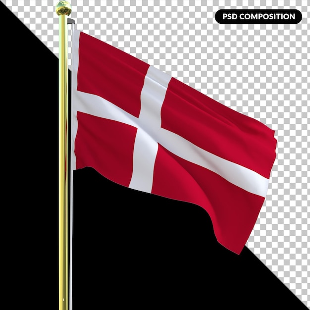 Denmark national flag isolated 3d premium psd