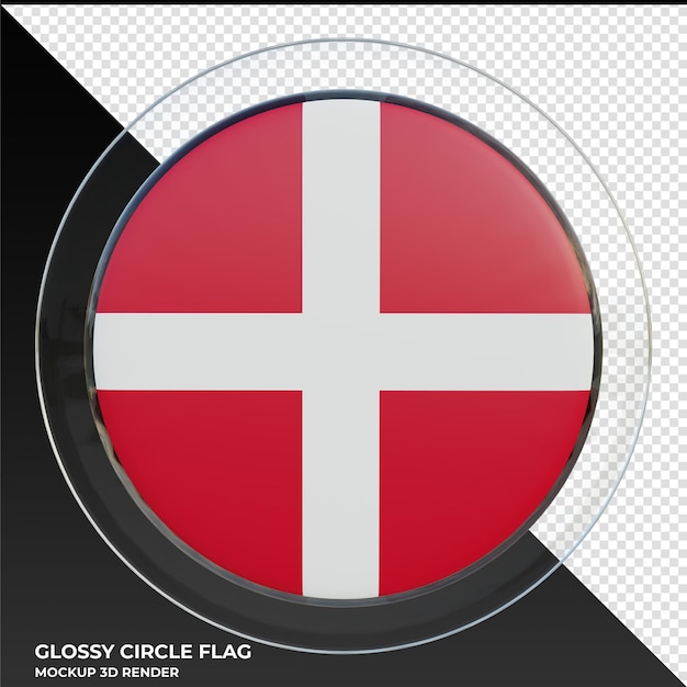 Denmark Realistic 3d textured glossy circle flag