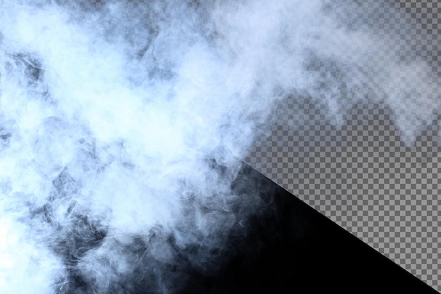 Dense Fluffy Puffs of White Smoke and Fog on Black Background, A