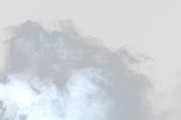 PSD dense fluffy puffs of white smoke and fog on transparent png background abstract smoke clouds movement blurred out of focus smoking blows from machine dry ice fly fluttering in air effect texture