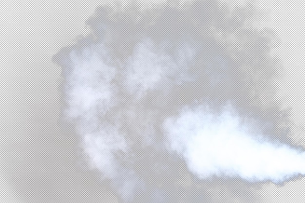 PSD dense fluffy puffs of white smoke and fog on transparent png background abstract smoke clouds movement blurred out of focus smoking blows from machine dry ice fly fluttering in air effect texture