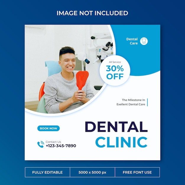 Dental care instagram post social media template