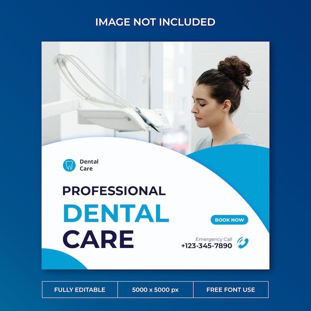 Dental care instagram post social media template