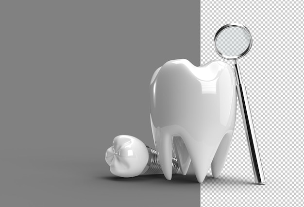 Dental Implants Surgery Concept 3D Rendering Transparent Psd File