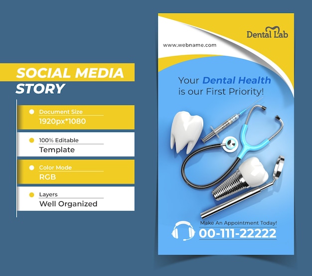 Dental Implants Surgery Concept Instagram Stories Banner Templat