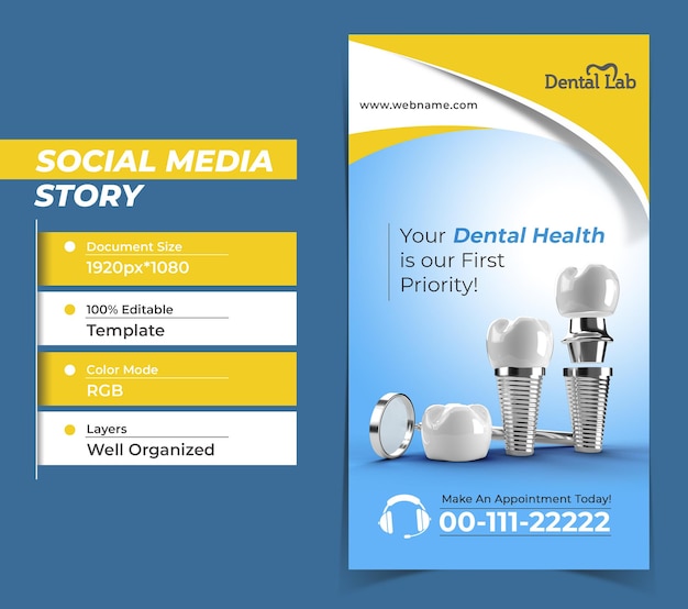 Dental Implants Surgery Concept Instagram Stories Banner Templat