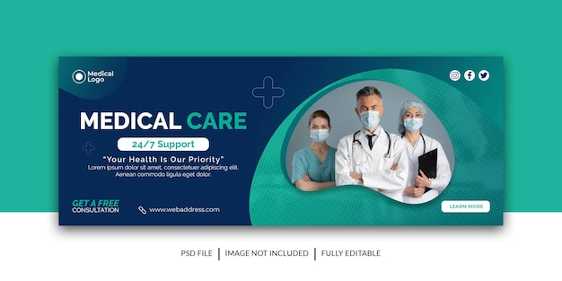 Dental, Medical healthcare social media cover, Facebook cover, web banner template