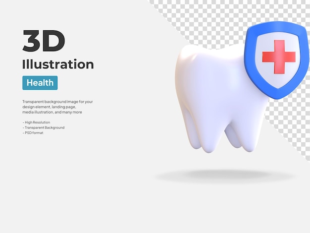 Dental protection icon dentist symbol 3d render illustration