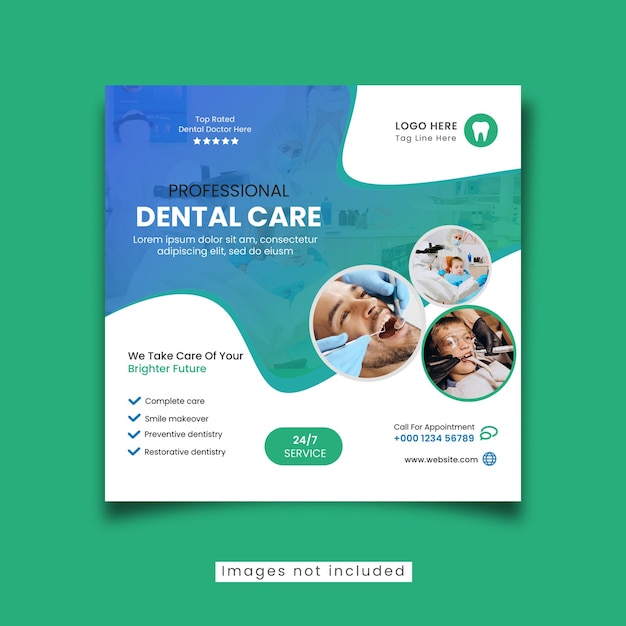 Dental social media banner or square social media post