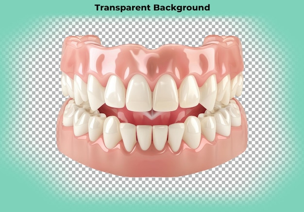 Dental teeth model with gums isolated on transparent background