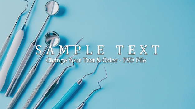 Dental Tools on Blue Background